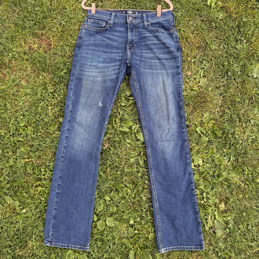 Hollister Bootcut Jeans 30x34 Blue Epic Flex Distressed Dark Wash Denim
